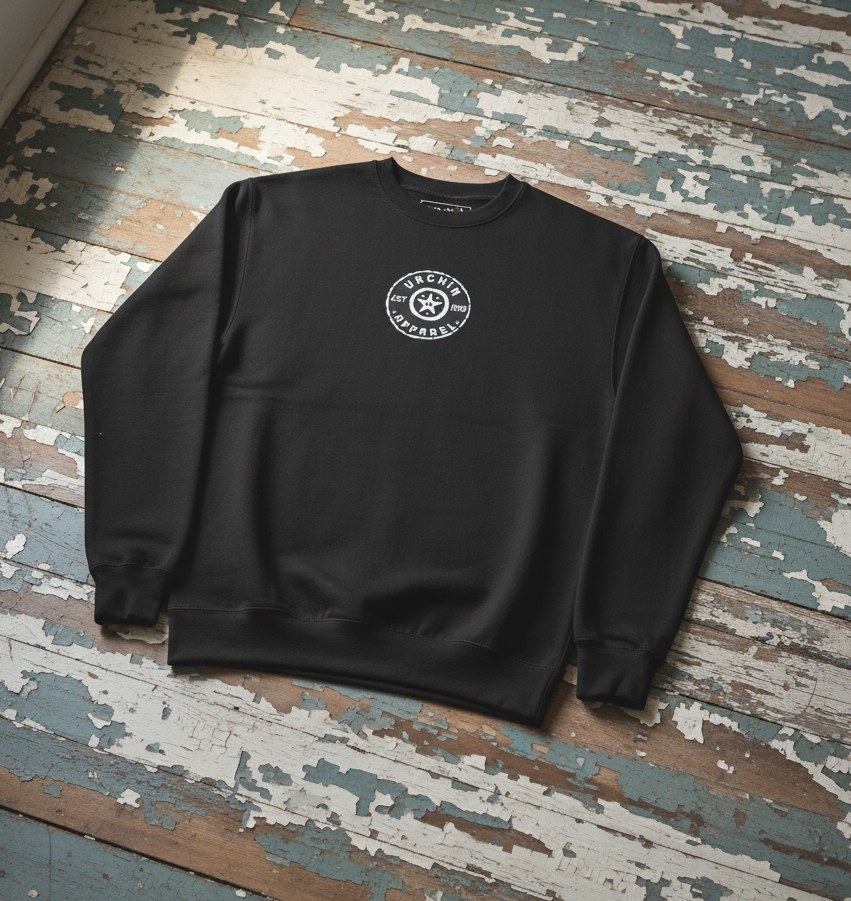 URCHIN 'Urchin Apparel U Star' B&W Logo. Choice of Dark Colours. Unisex Premium Sweatshirt
