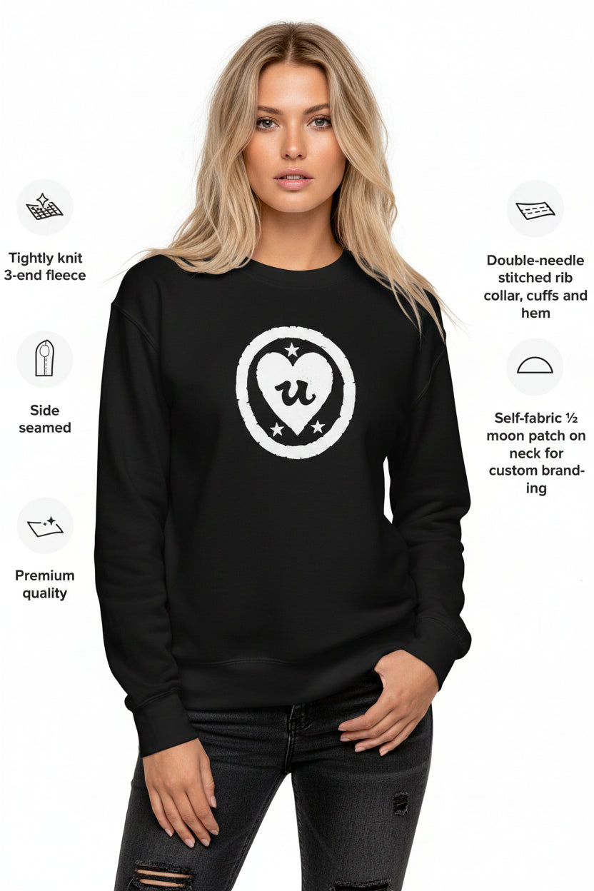 URCHIN 'LOVE U' White Logo. Premium Cotton Sweatshirt. Choice of Colours. Unisex.