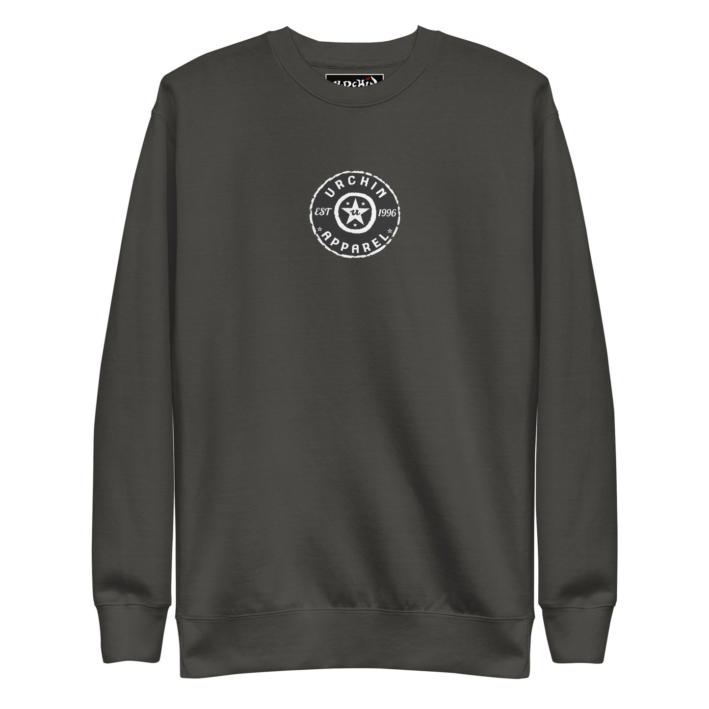 URCHIN Clothes - 'Urchin Apparel U Star' B &W Logo. Choice of Dark Colours. Unisex Premium Sweatshirt