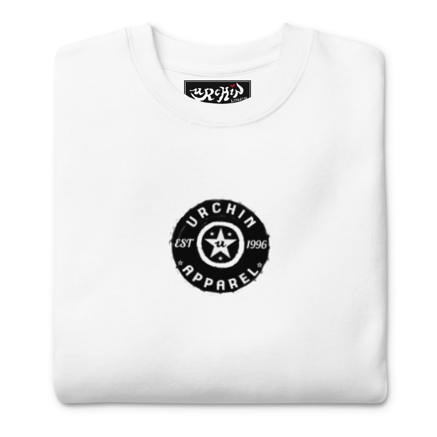 URCHIN Clothes - 'Urchin Apparel U Star' B & W Logo. Choice of Light Colours. Unisex Premium Sweatshirt