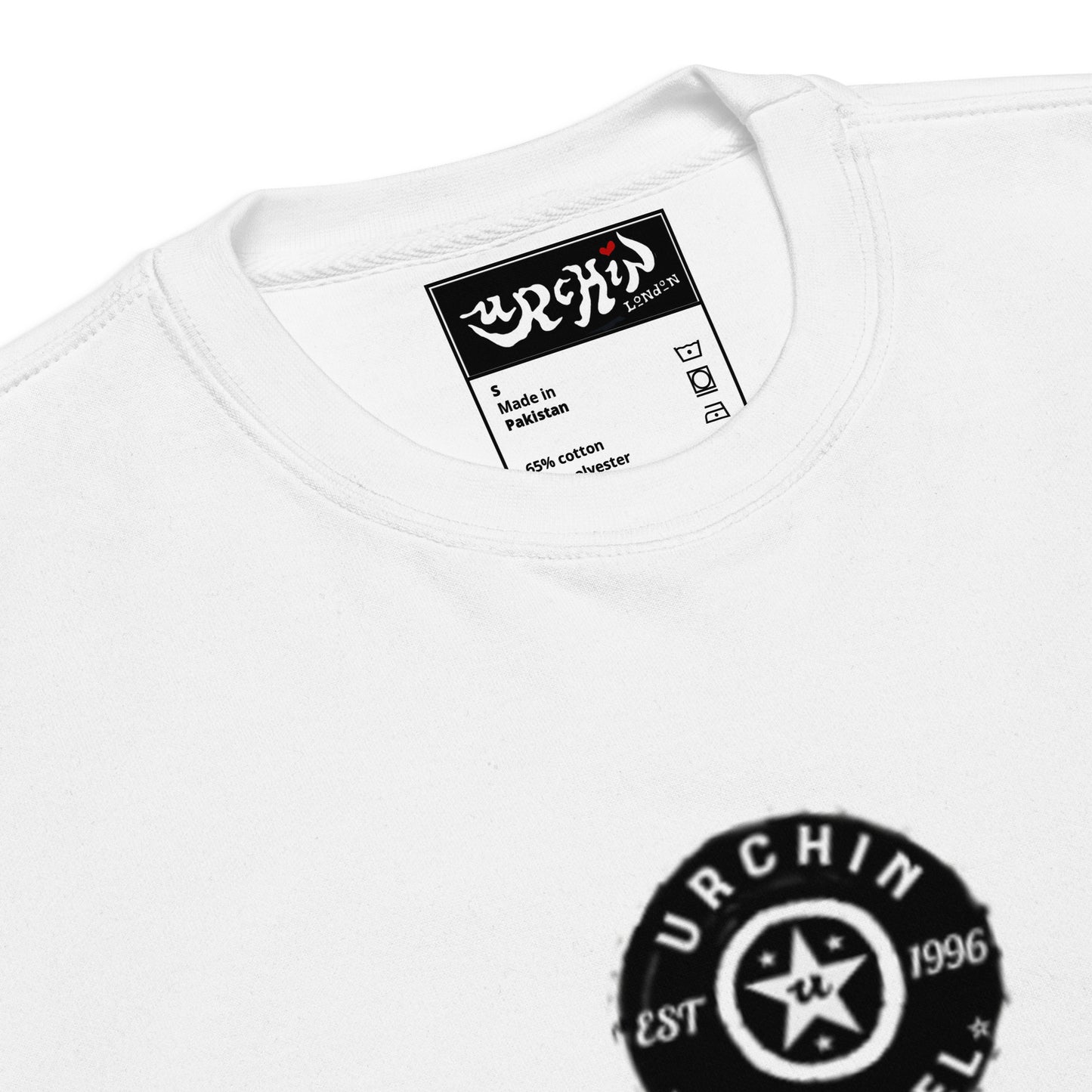 URCHIN Clothes - 'Urchin Apparel U Star' B & W Logo. Choice of Light Colours. Unisex Premium Sweatshirt