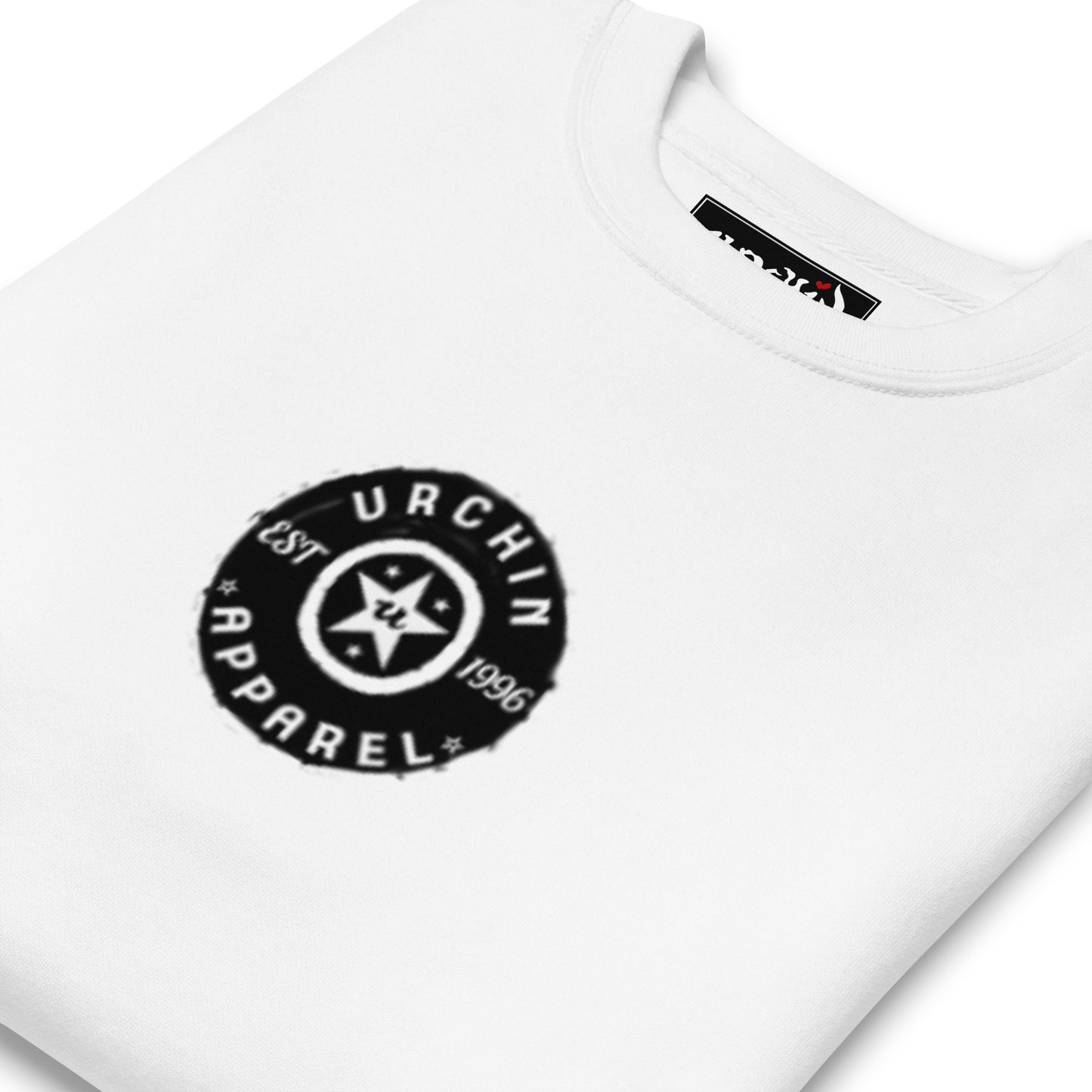 URCHIN Clothes - 'Urchin Apparel U Star' B & W Logo. Choice of Light Colours. Unisex Premium Sweatshirt