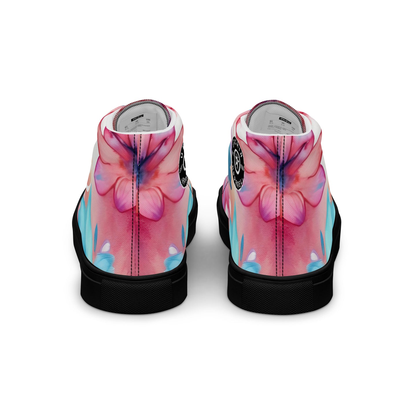 URCHIN Footwear 'U FLOWER'. Womens high tops. Black or White Detailing Option. Choice of Sizes.