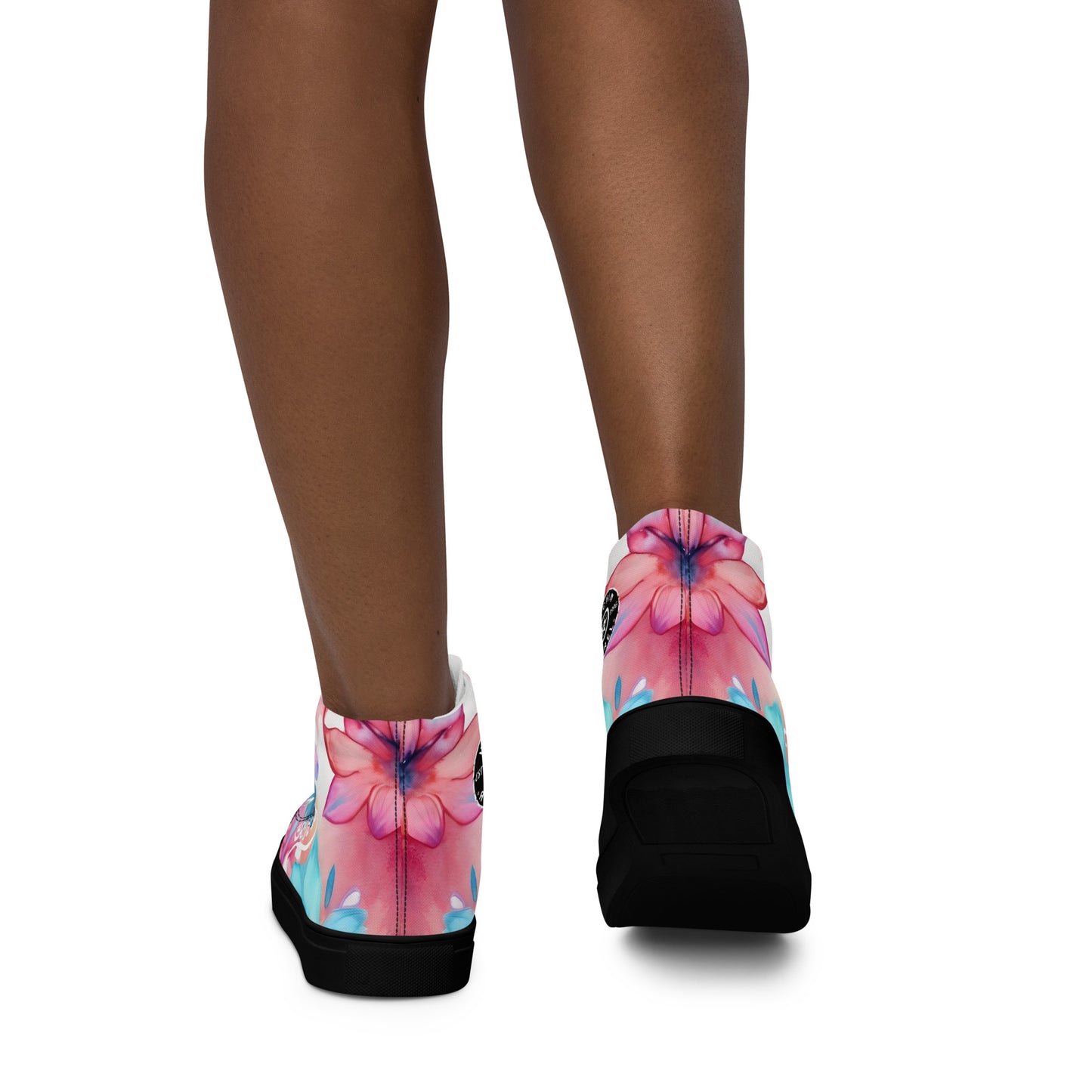 URCHIN Footwear 'U FLOWER'. Womens high tops. Black or White Detailing Option. Choice of Sizes.