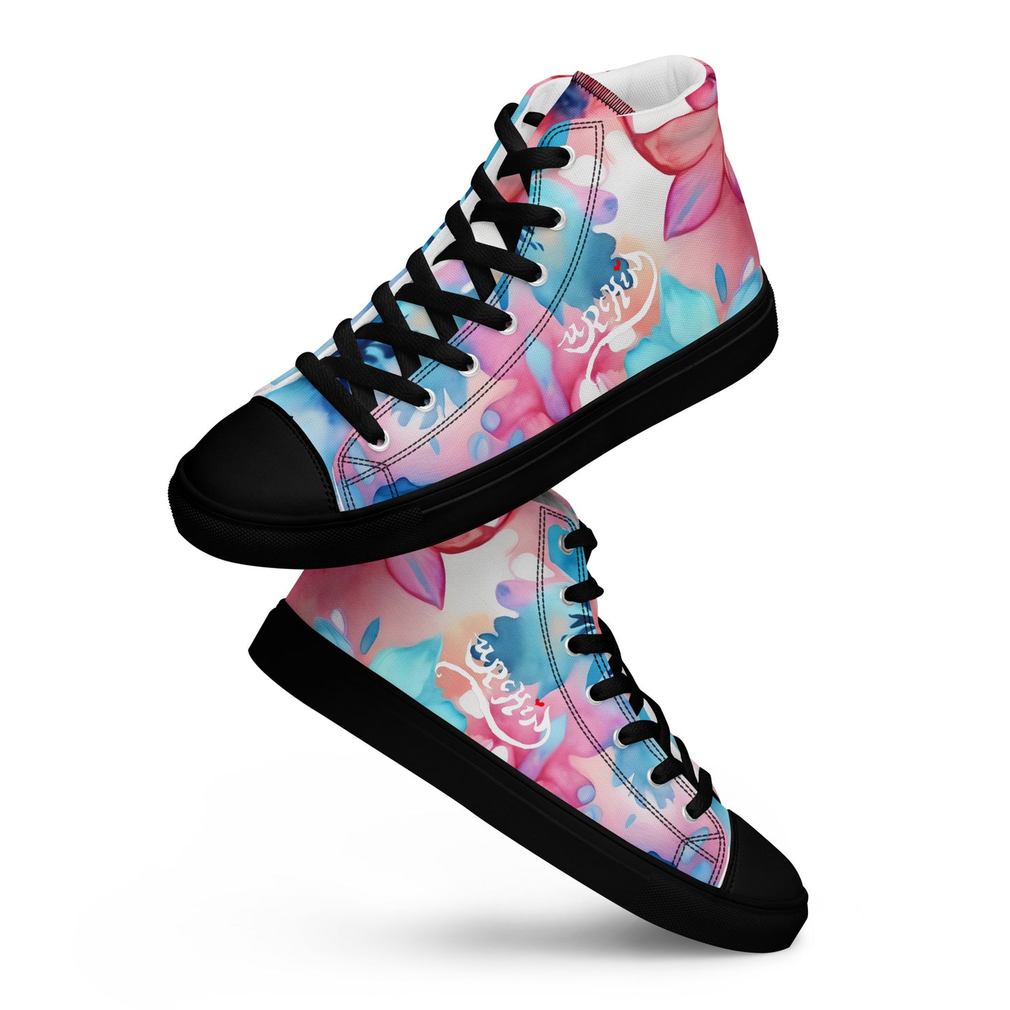 URCHIN Footwear 'U FLOWER'. Womens high tops. Black or White Detailing Option. Choice of Sizes.