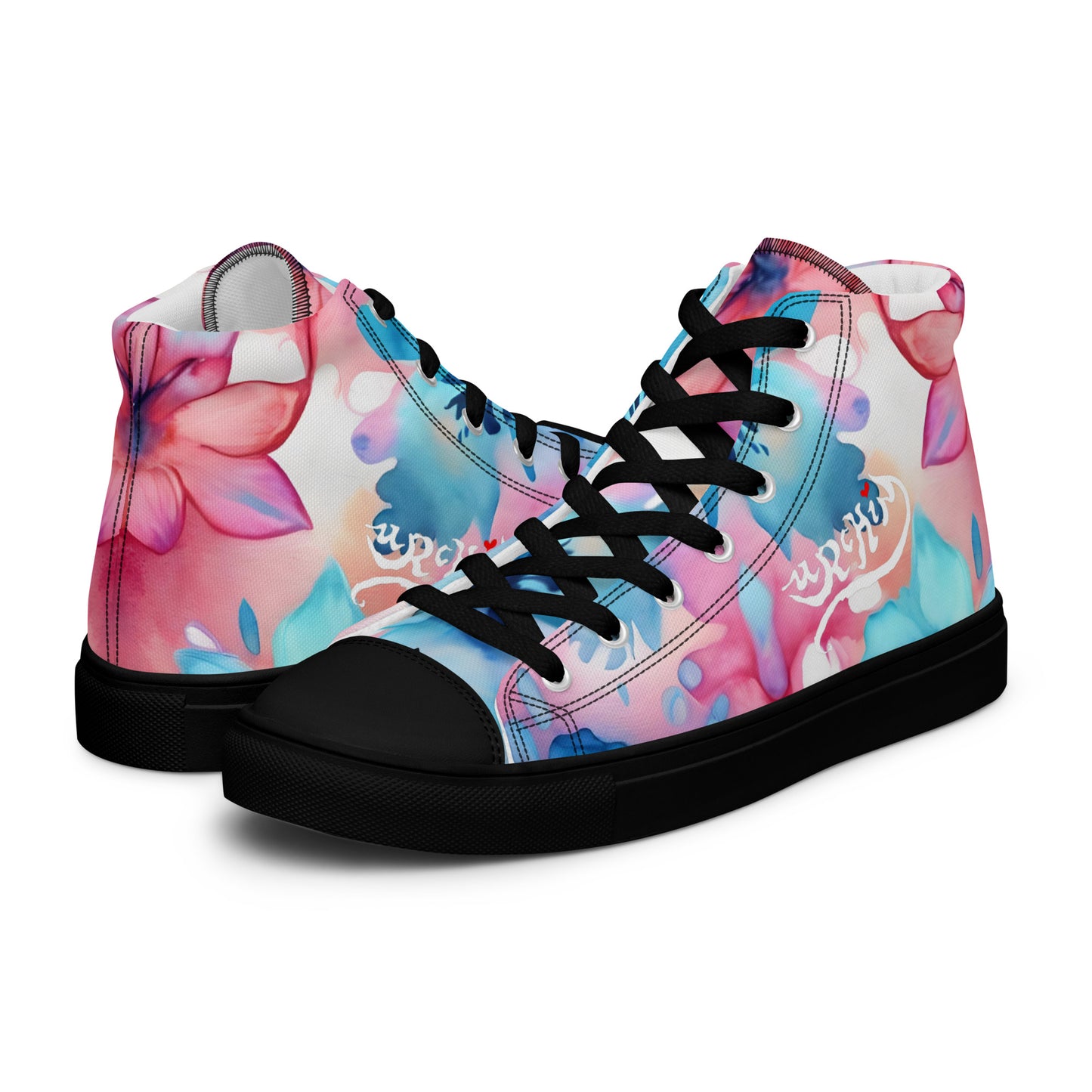 URCHIN Footwear 'U FLOWER'. Womens high tops. Black or White Detailing Option. Choice of Sizes.