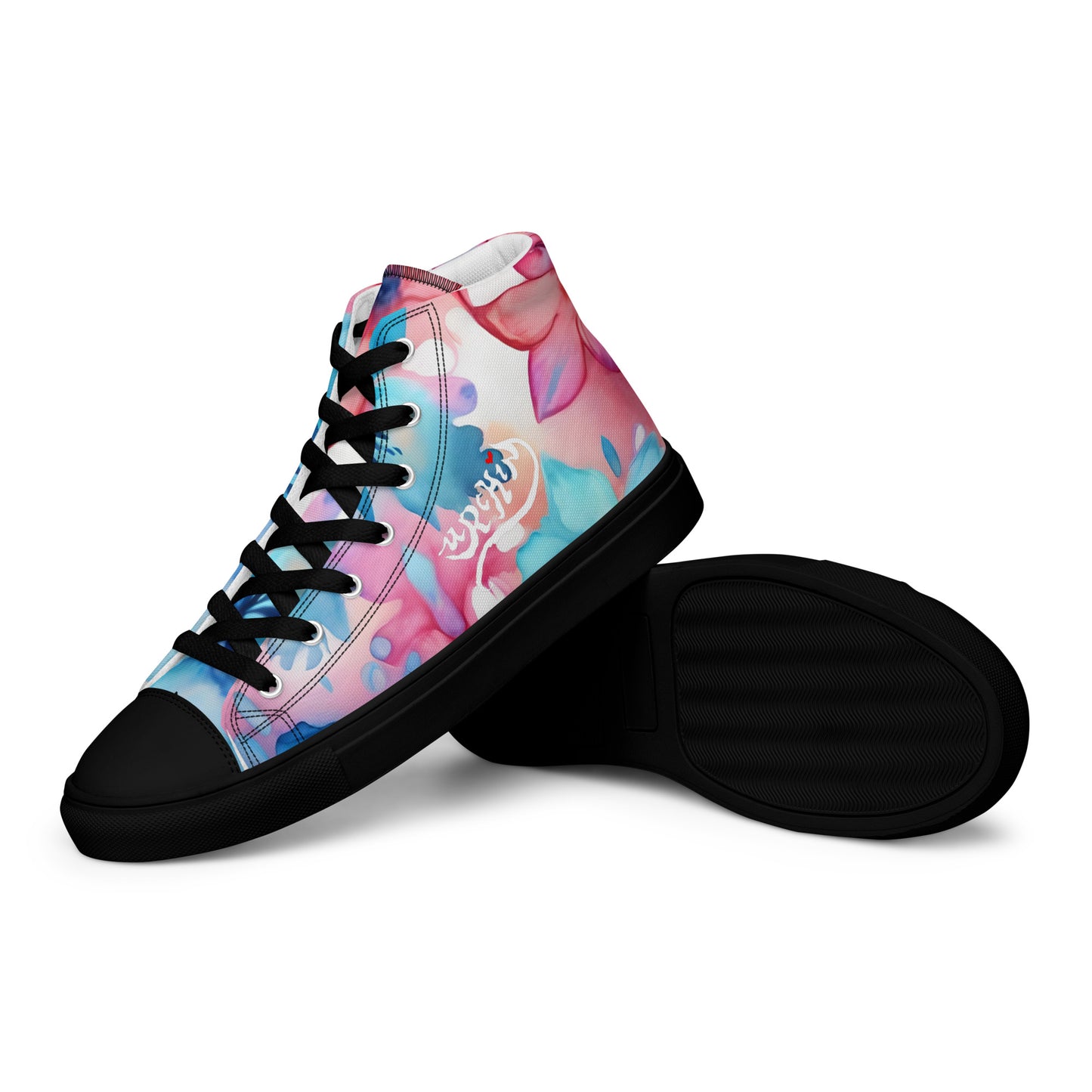URCHIN Footwear 'U FLOWER'. Womens high tops. Black or White Detailing Option. Choice of Sizes.