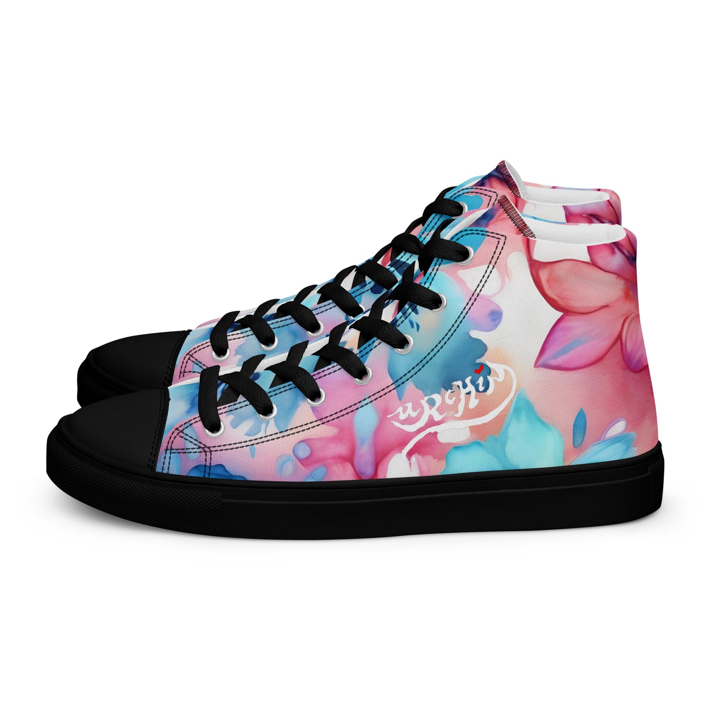 URCHIN Footwear 'U FLOWER'. Womens high tops. Black or White Detailing Option. Choice of Sizes.