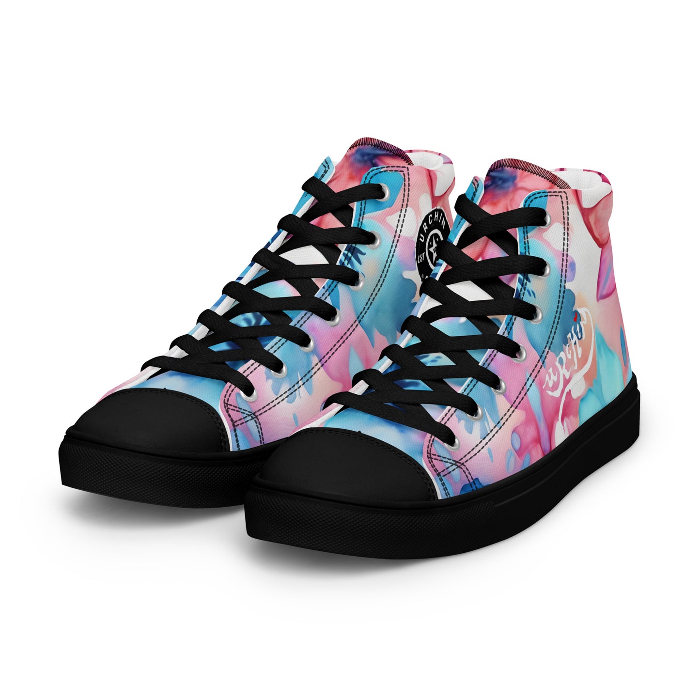 URCHIN Footwear 'U FLOWER'. Womens high tops. Black or White Detailing Option. Choice of Sizes.