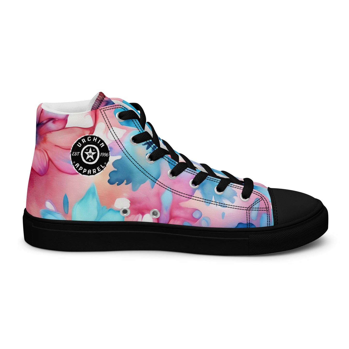 URCHIN Footwear 'U FLOWER'. Womens high tops. Black or White Detailing Option. Choice of Sizes.
