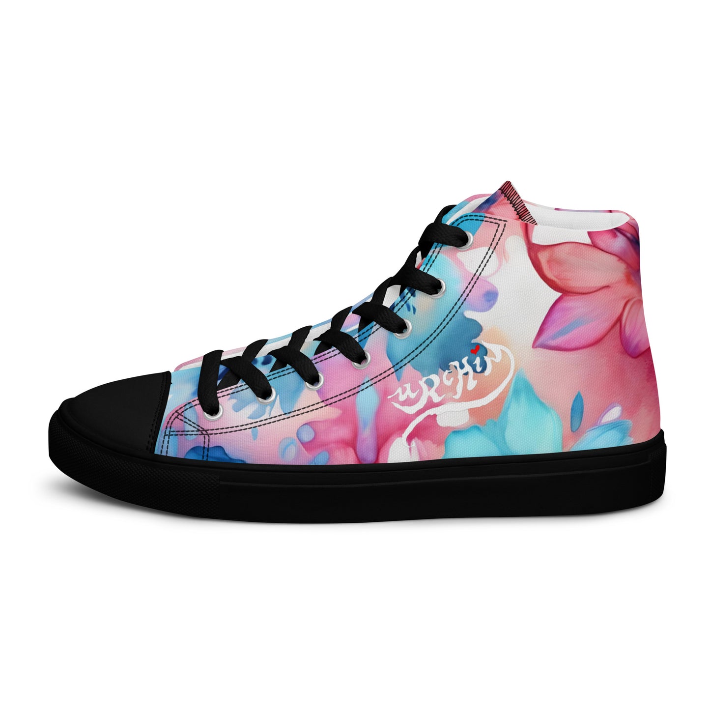 URCHIN Footwear 'U FLOWER'. Womens high tops. Black or White Detailing Option. Choice of Sizes.