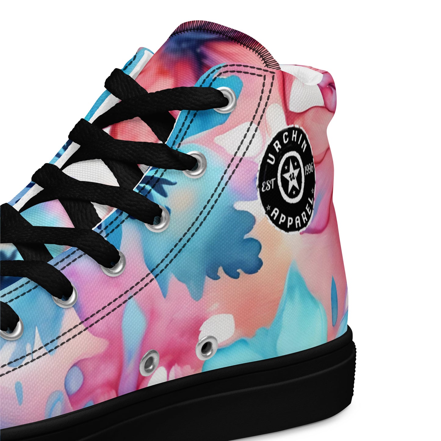 URCHIN Footwear 'U FLOWER'. Womens high tops. Black or White Detailing Option. Choice of Sizes.