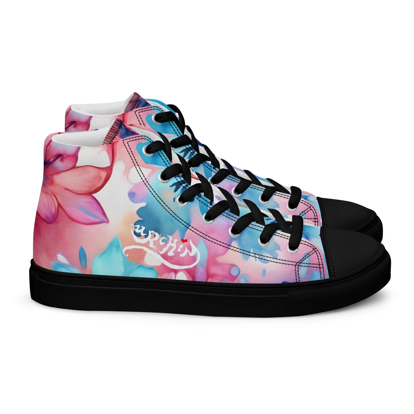 URCHIN Footwear 'U FLOWER'. Womens high tops. Black or White Detailing Option. Choice of Sizes.