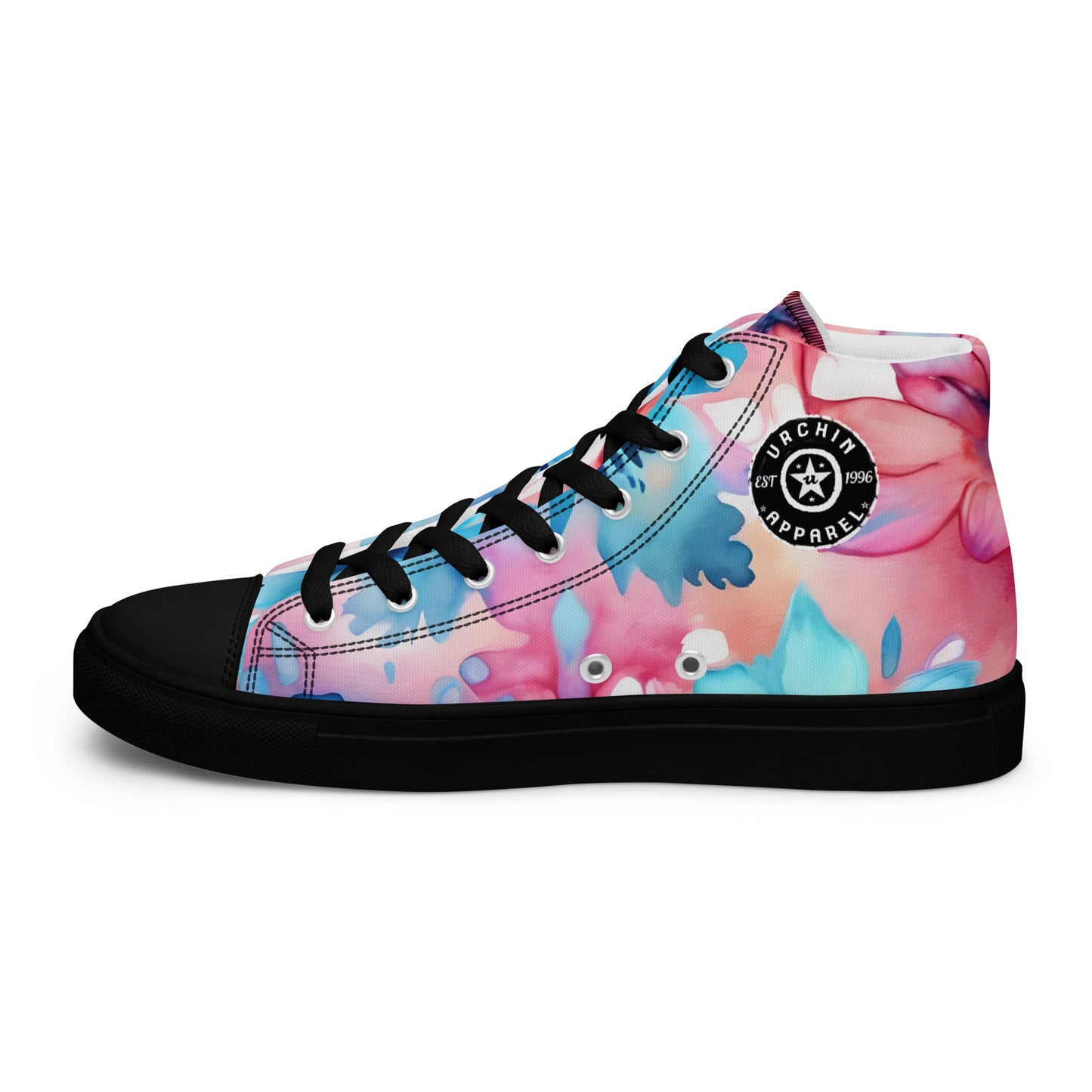 URCHIN Footwear 'U FLOWER'. Womens high tops. Black or White Detailing Option. Choice of Sizes.