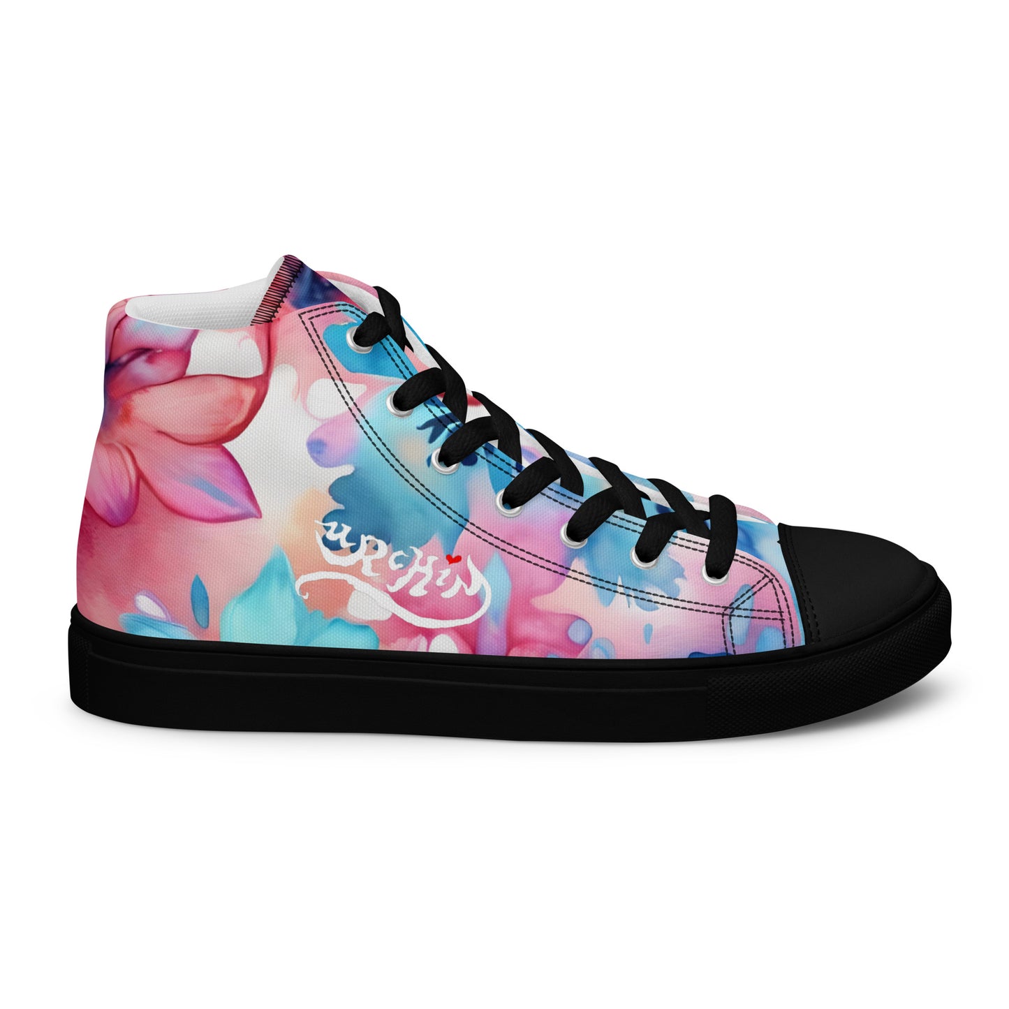 URCHIN Footwear 'U FLOWER'. Womens high tops. Black or White Detailing Option. Choice of Sizes.