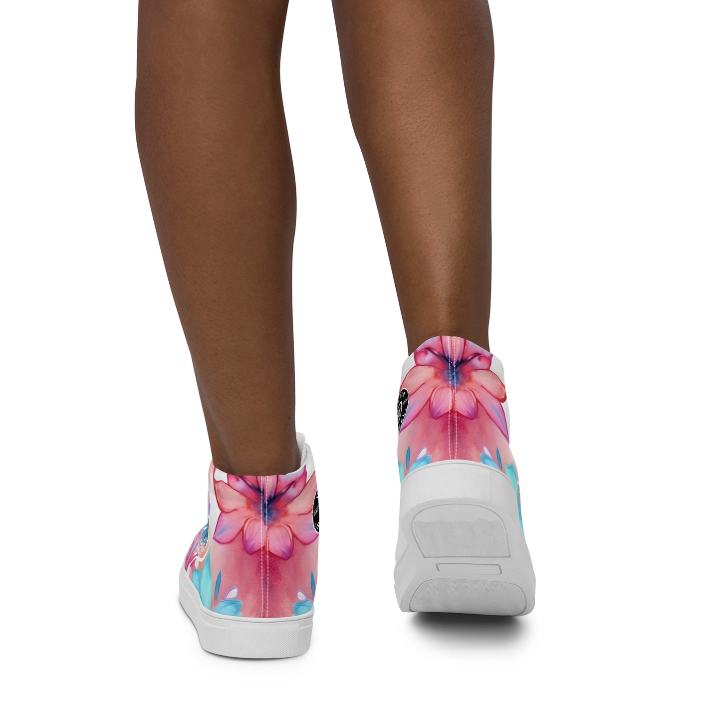 URCHIN Footwear 'U FLOWER'. Womens high tops. Black or White Detailing Option. Choice of Sizes.