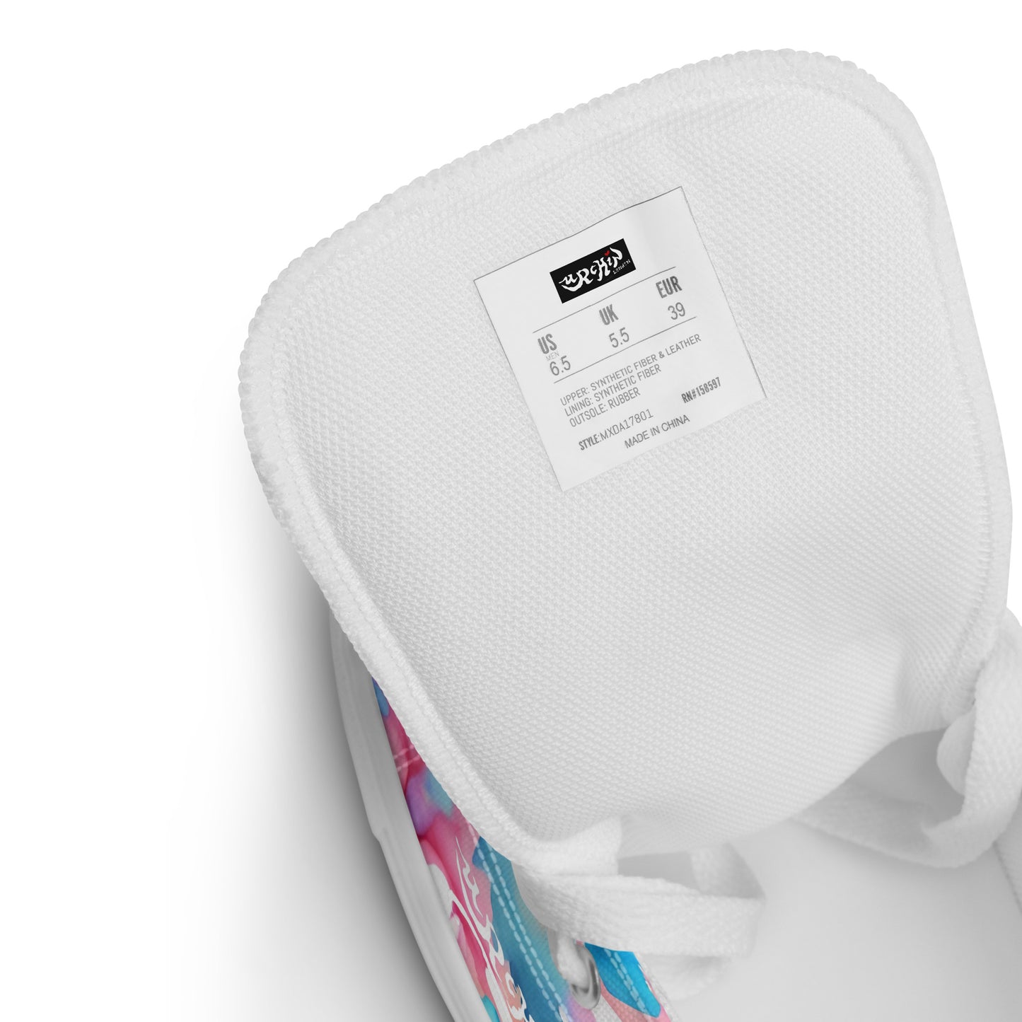 URCHIN Footwear 'U FLOWER'. Womens high tops. Black or White Detailing Option. Choice of Sizes.