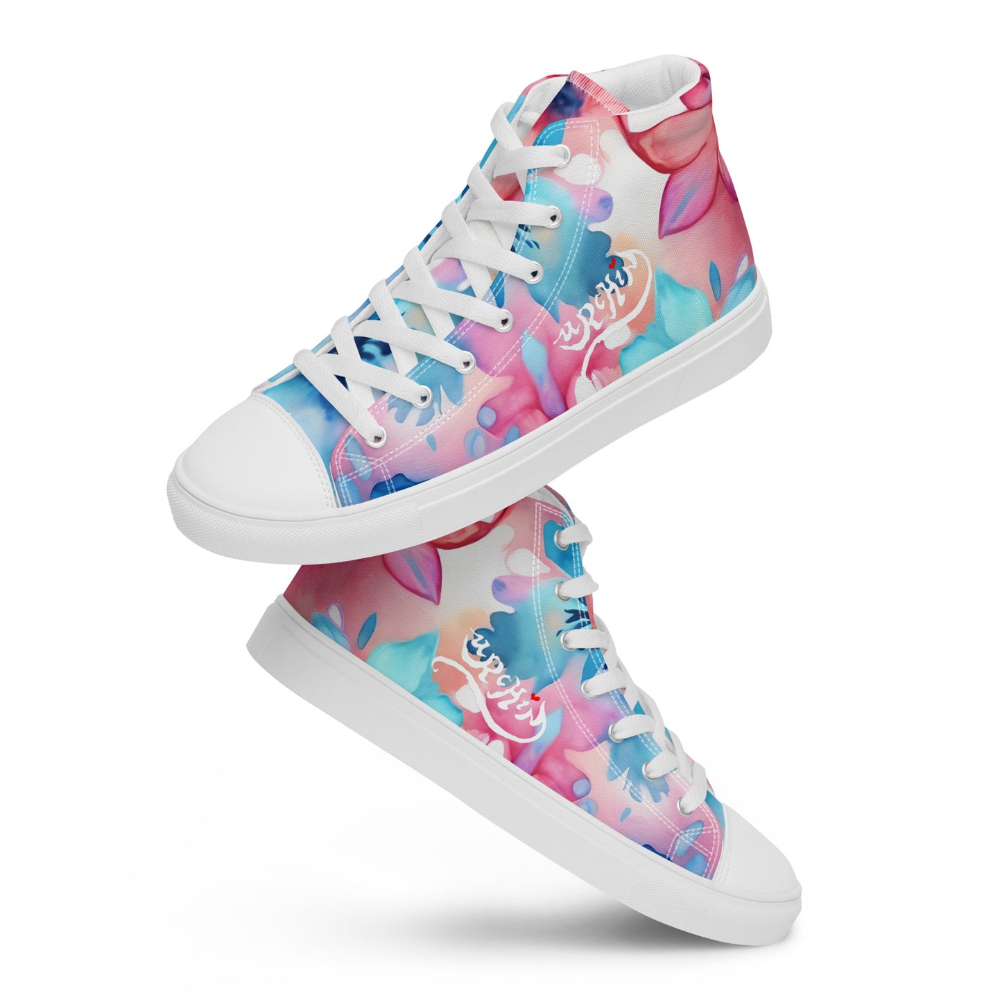 URCHIN Footwear 'U FLOWER'. Womens high tops. Black or White Detailing Option. Choice of Sizes.
