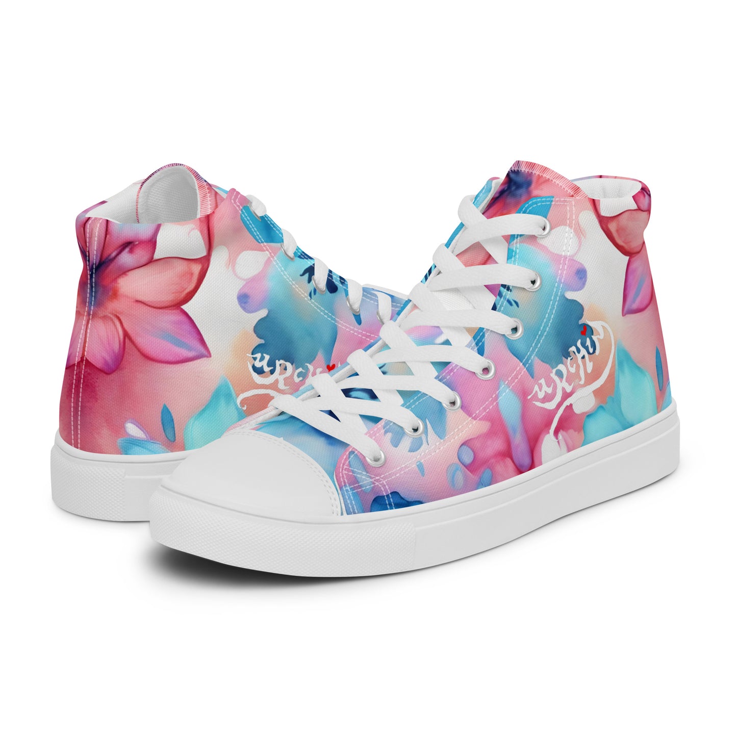 URCHIN Footwear 'U FLOWER'. Womens high tops. Black or White Detailing Option. Choice of Sizes.