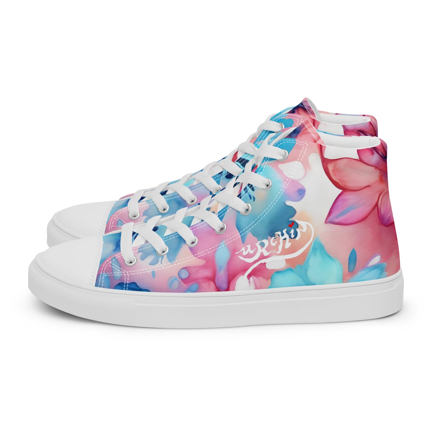 URCHIN Footwear 'U FLOWER'. Womens high tops. Black or White Detailing Option. Choice of Sizes.