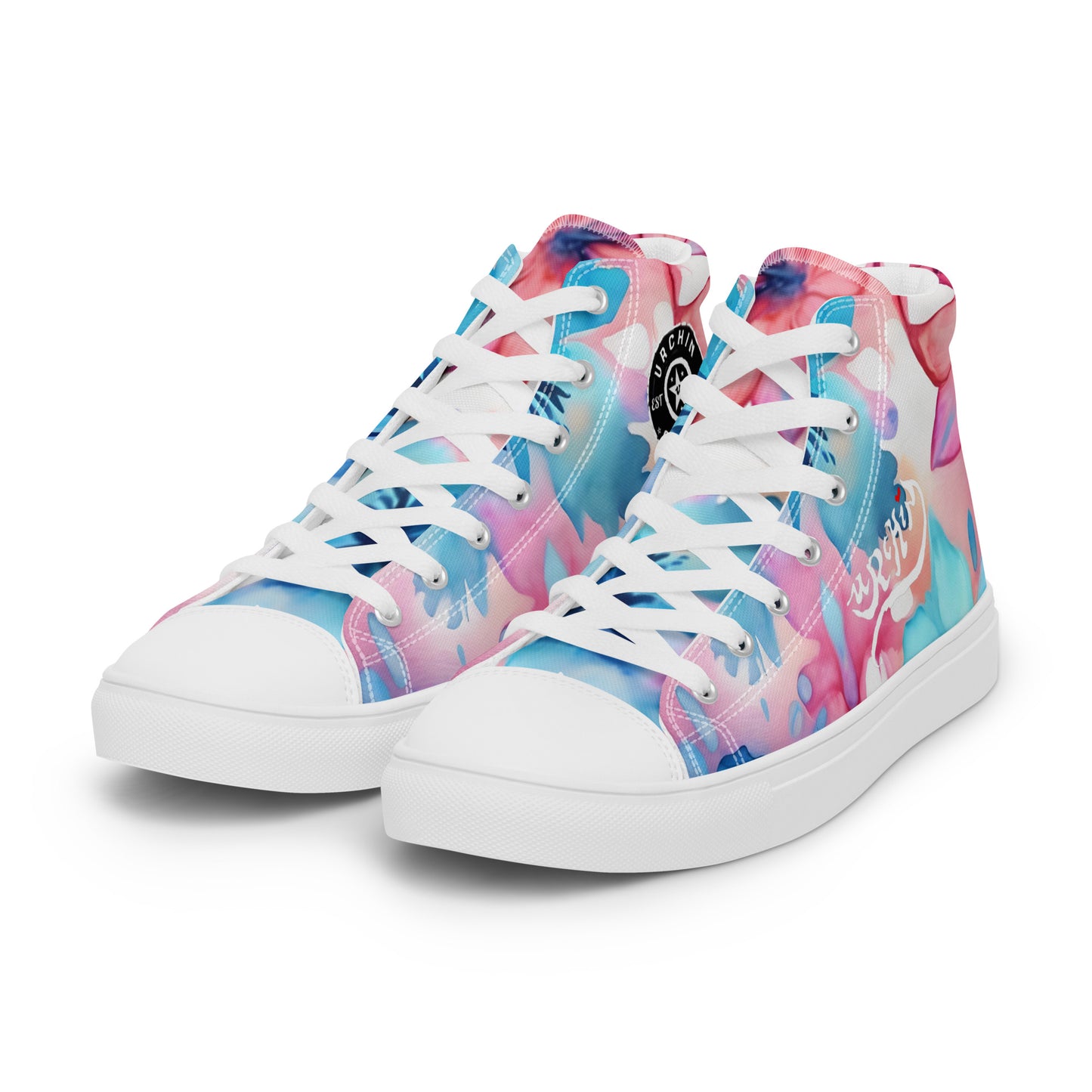 URCHIN Footwear 'U FLOWER'. Womens high tops. Black or White Detailing Option. Choice of Sizes.