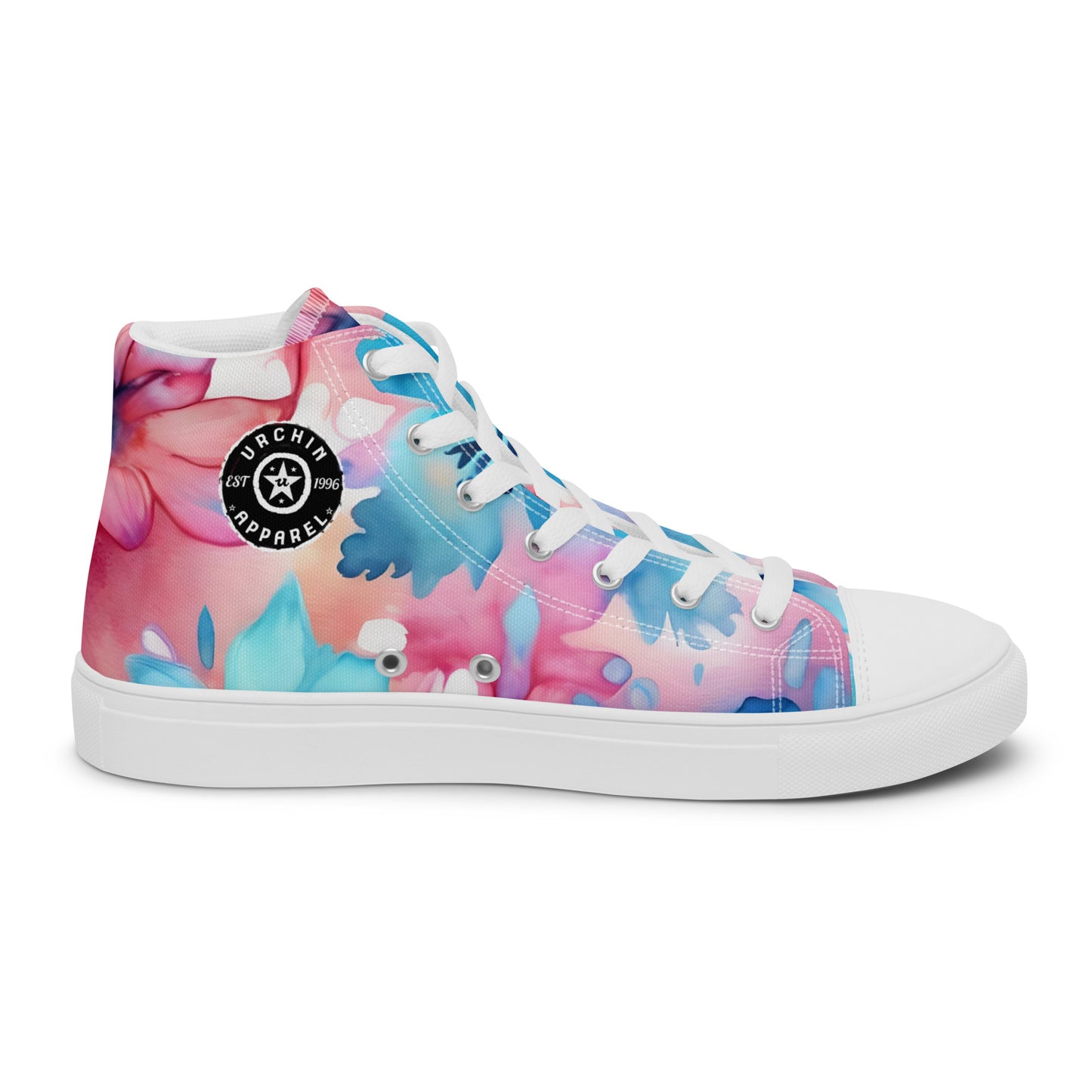 URCHIN Footwear 'U FLOWER'. Womens high tops. Black or White Detailing Option. Choice of Sizes.