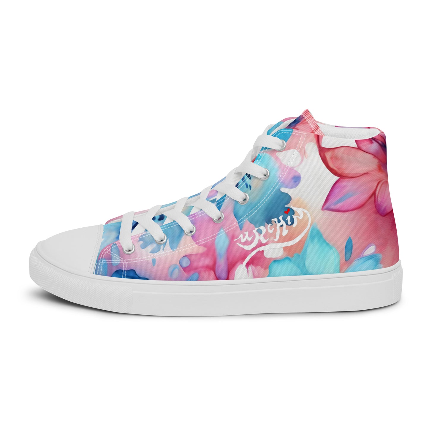 URCHIN Footwear 'U FLOWER'. Womens high tops. Black or White Detailing Option. Choice of Sizes.