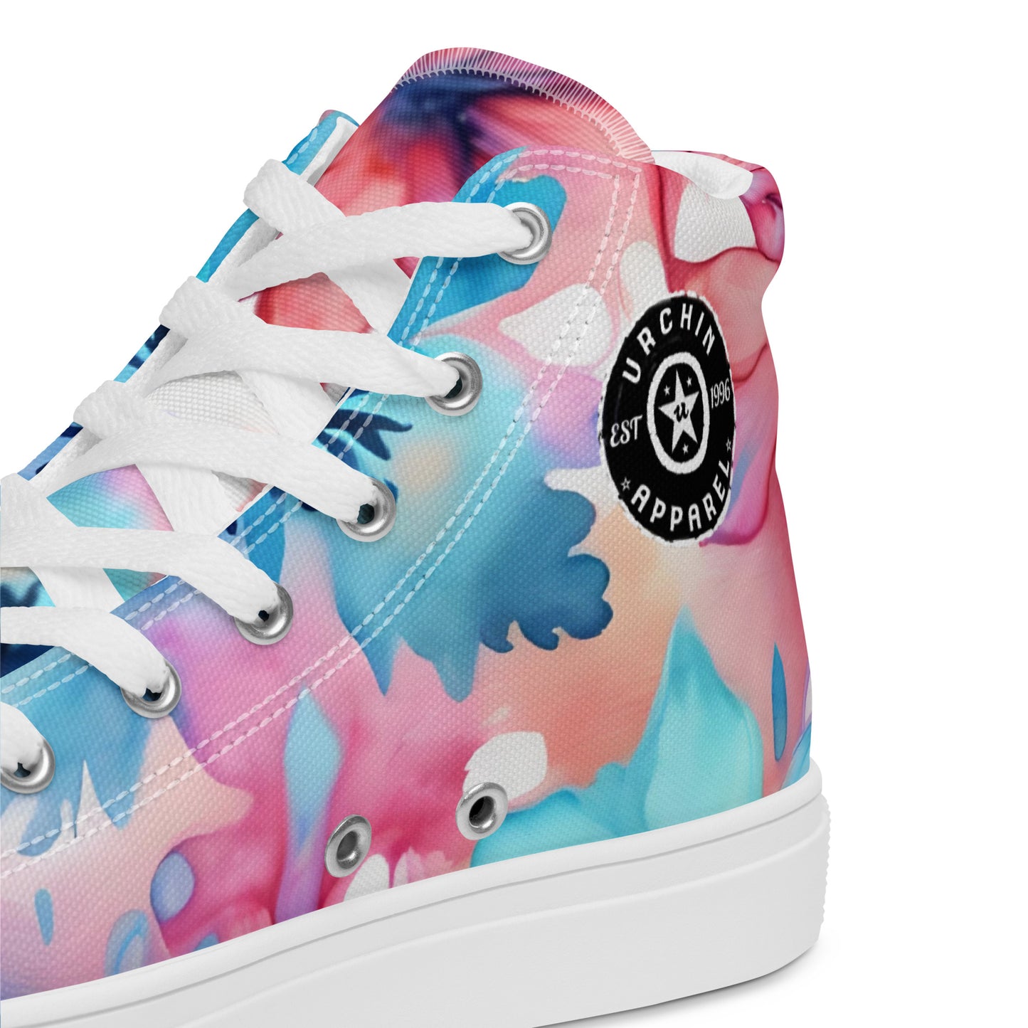 URCHIN Footwear 'U FLOWER'. Womens high tops. Black or White Detailing Option. Choice of Sizes.