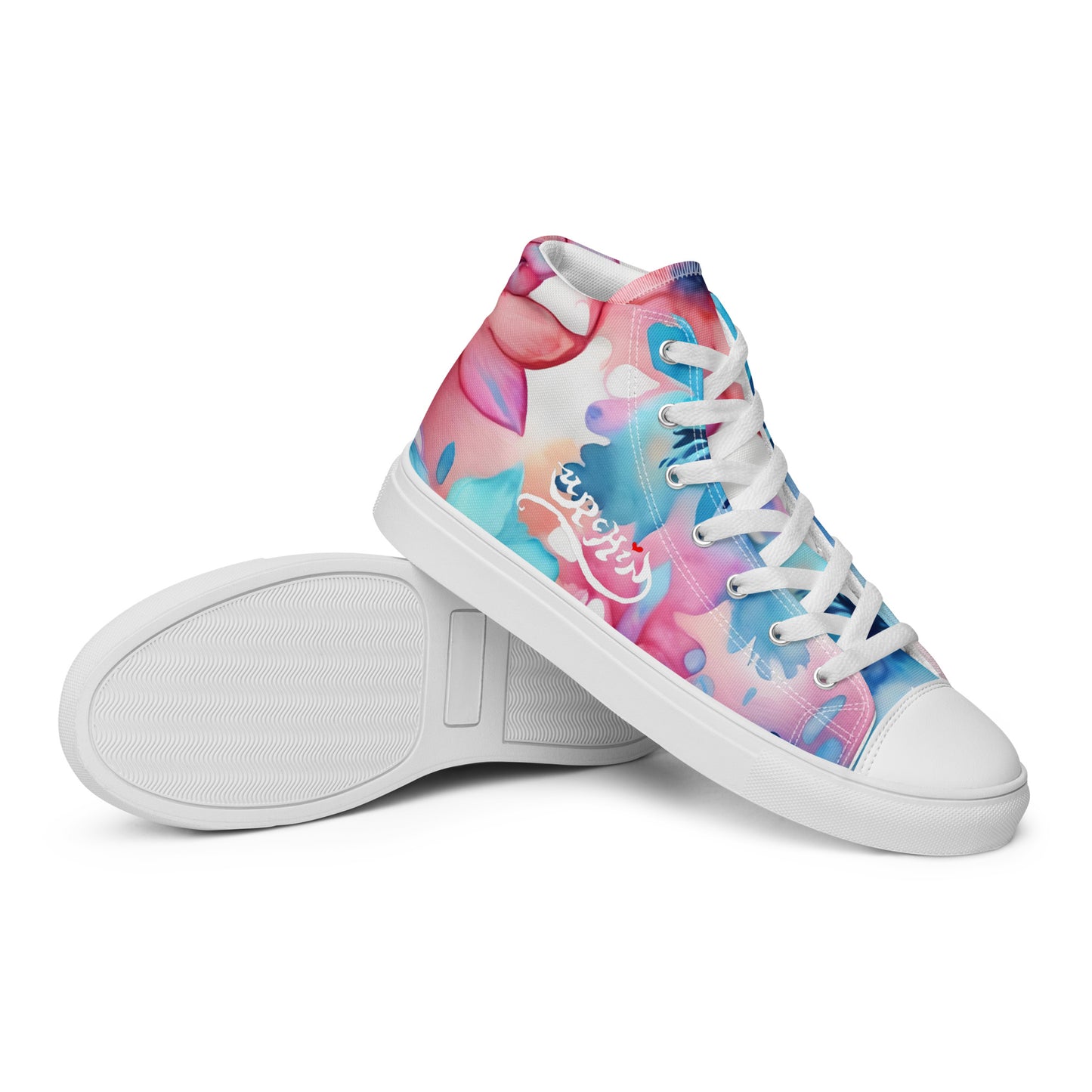 URCHIN Footwear 'U FLOWER'. Womens high tops. Black or White Detailing Option. Choice of Sizes.