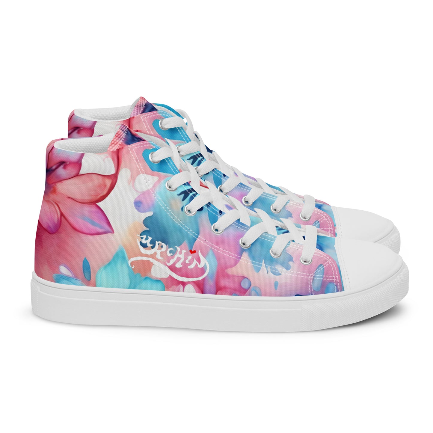 URCHIN Footwear 'U FLOWER'. Womens high tops. Black or White Detailing Option. Choice of Sizes.