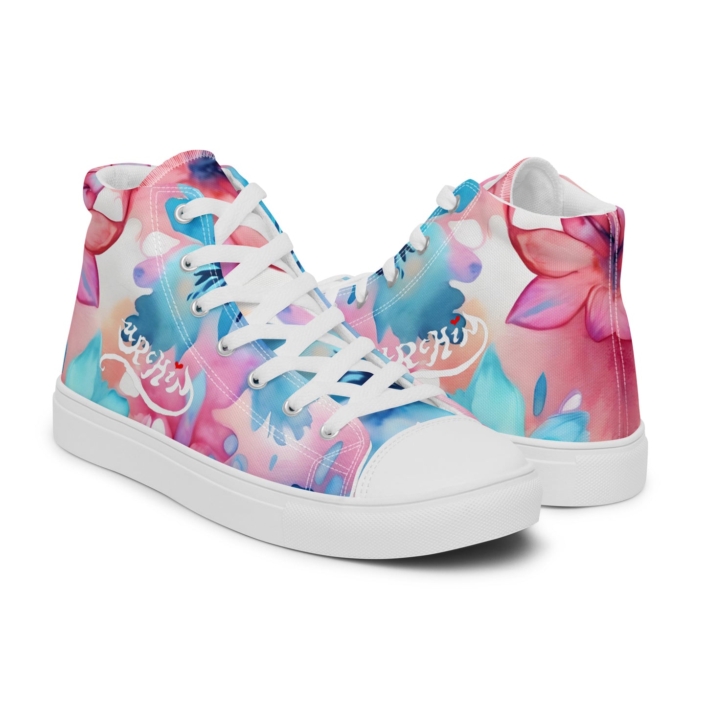 URCHIN Footwear 'U FLOWER'. Womens high tops. Black or White Detailing Option. Choice of Sizes.