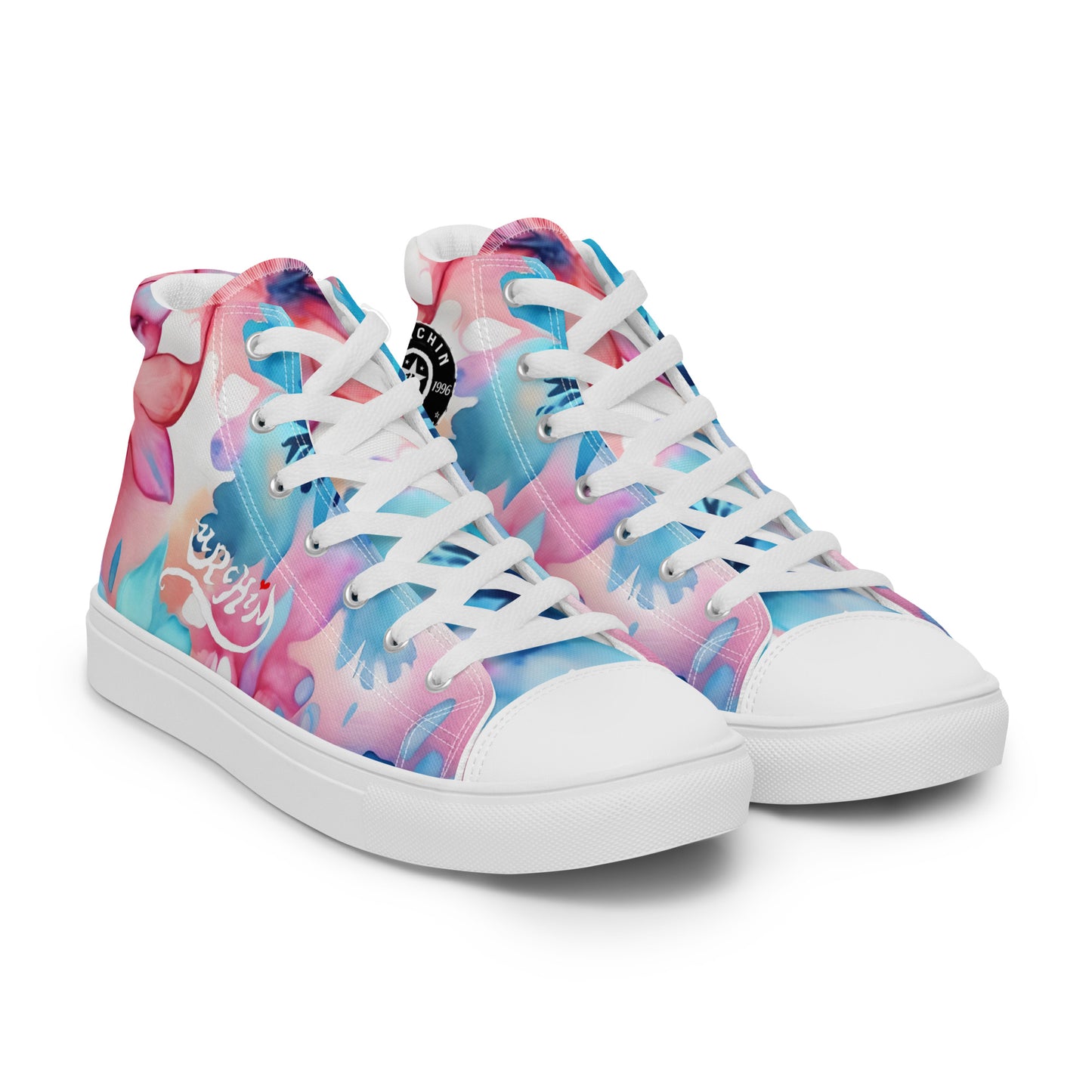 URCHIN Footwear 'U FLOWER'. Womens high tops. Black or White Detailing Option. Choice of Sizes.