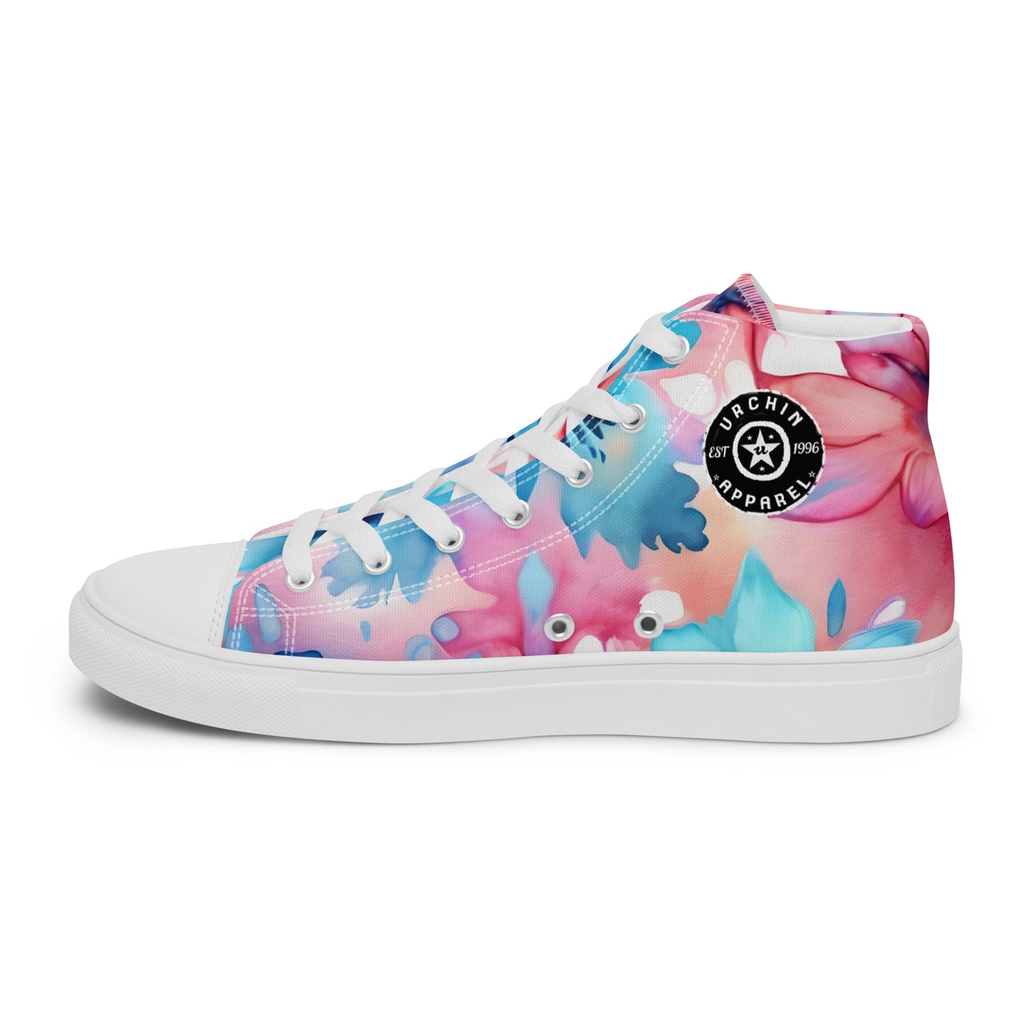 URCHIN Footwear 'U FLOWER'. Womens high tops. Black or White Detailing Option. Choice of Sizes.