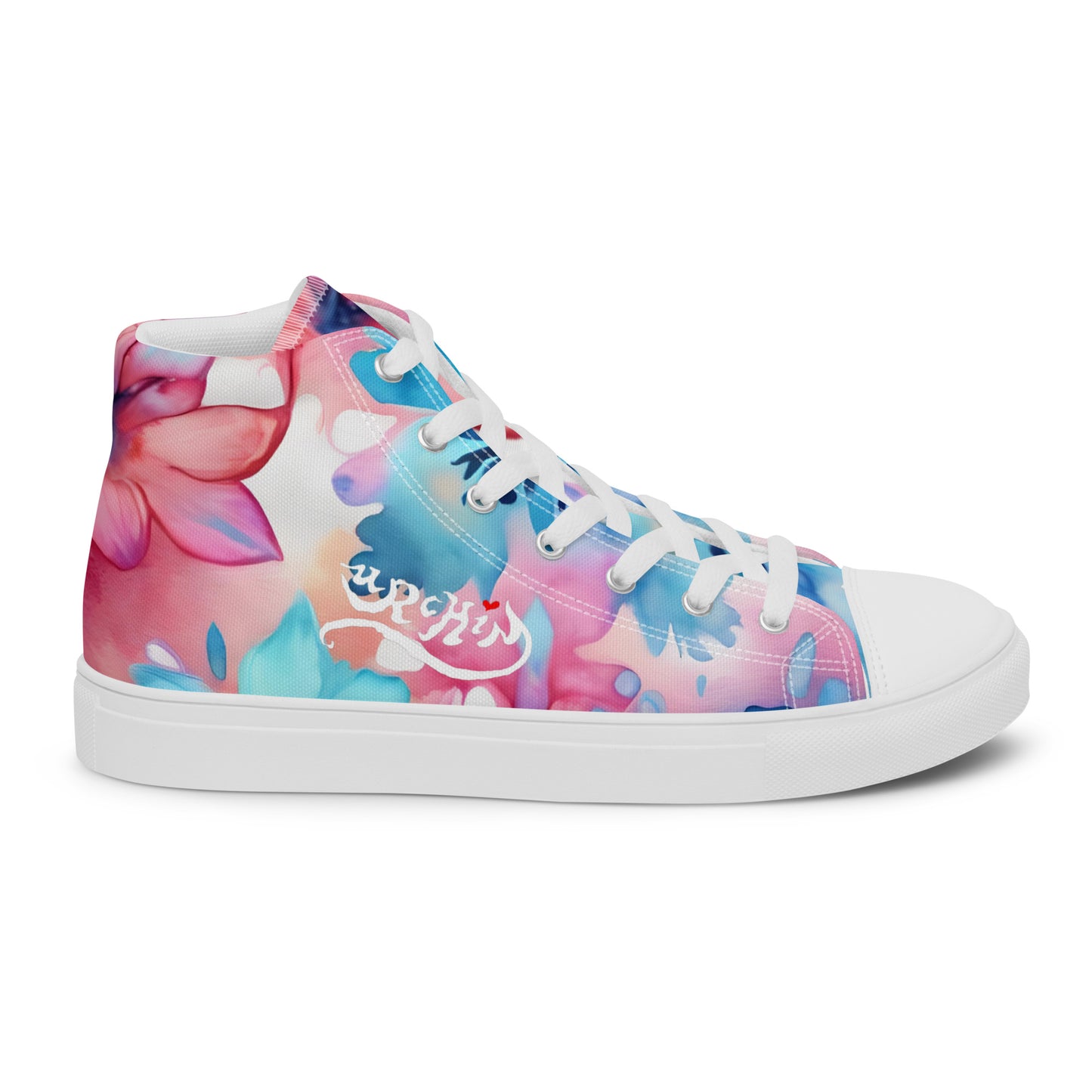 URCHIN Footwear 'U FLOWER'. Womens high tops. Black or White Detailing Option. Choice of Sizes.
