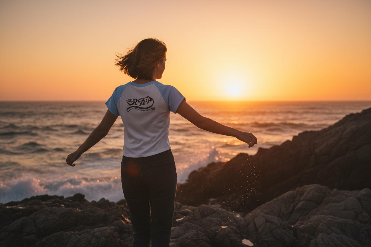 URCHIN-'Spikey U' 90s Urchin Logo. Women’s micro rib raglan T Shirt.