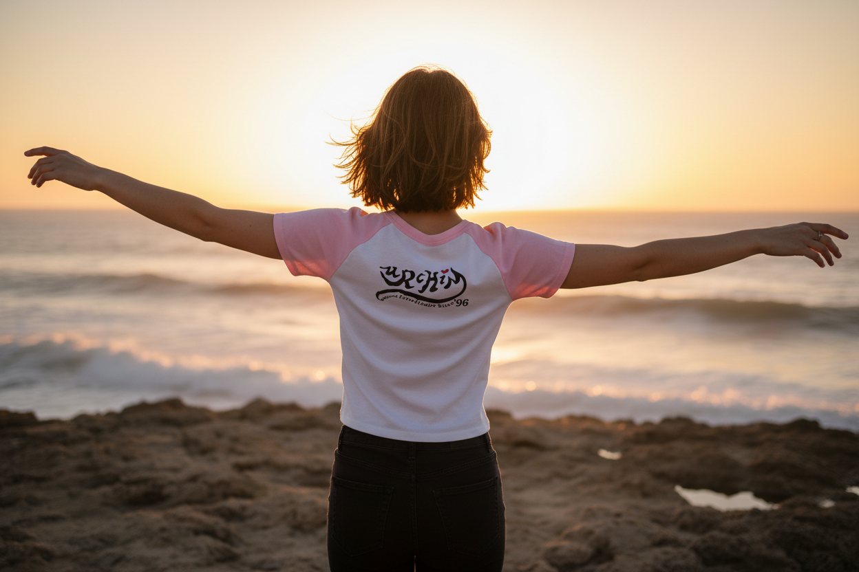 URCHIN-'Spikey U' 90s Urchin Logo. Women’s micro rib raglan T Shirt.