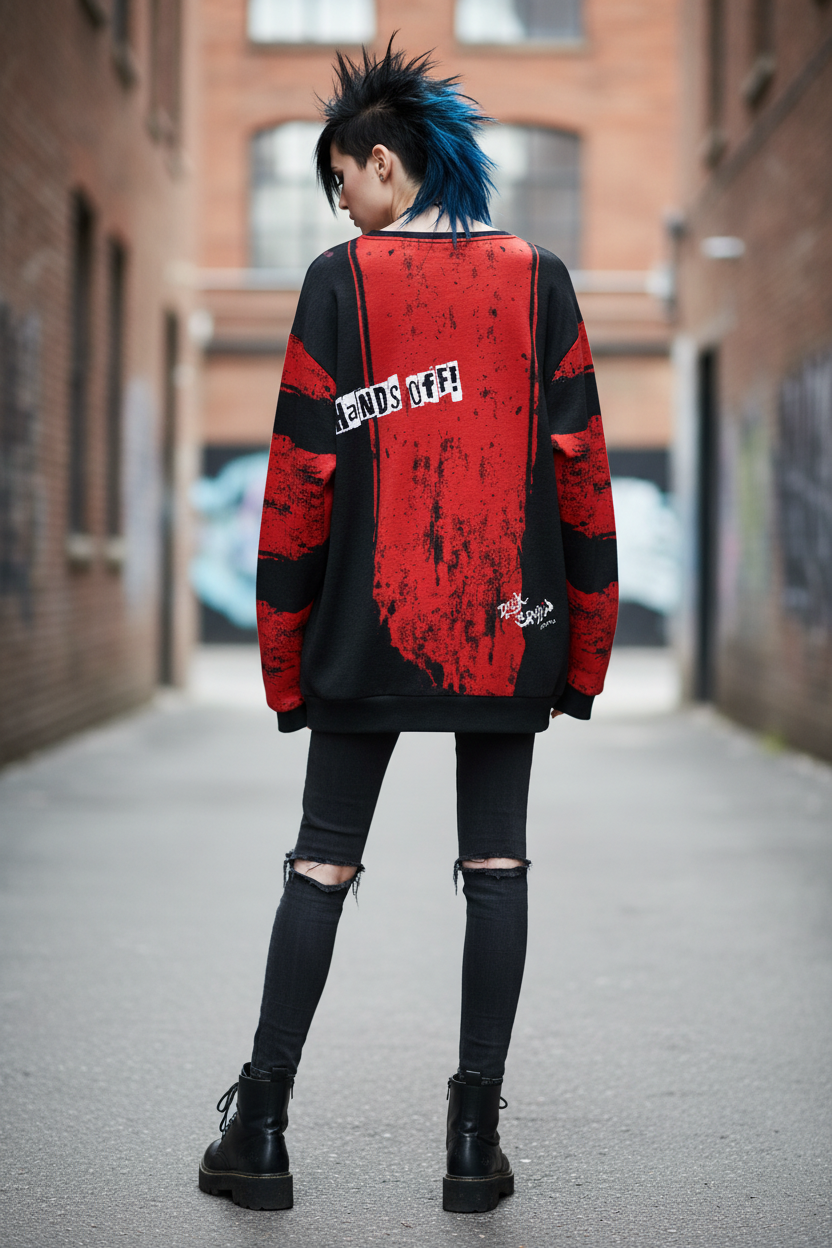 DARK URCHIN 'DONT F..K WITH US - KUNG FU GIRLS' Women’s straight bottom knitted sweater.