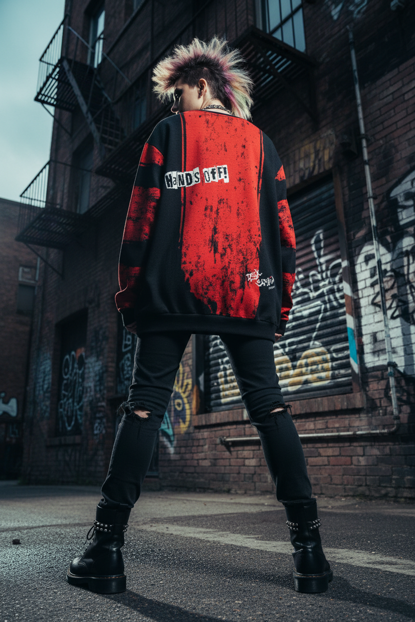 DARK URCHIN 'DONT F..K WITH US - KUNG FU GIRLS' Women’s straight bottom knitted sweater.