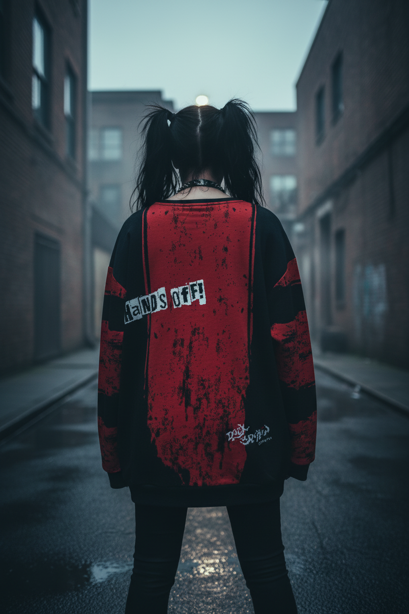 DARK URCHIN 'DONT F..K WITH US - KUNG FU GIRLS' Women’s straight bottom knitted sweater.
