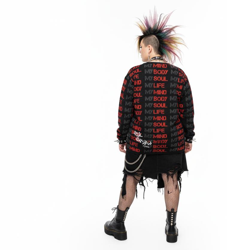 DARK URCHIN 'HANDS OFF!' Women’s straight bottom knitted sweater. 4 Size Options.