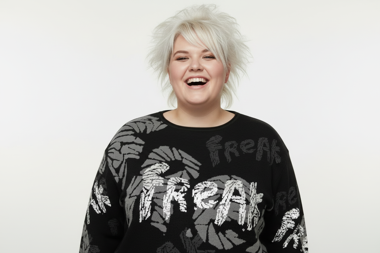 DARK URCHIN 'FReAK FReAK' Women’s straight bottom knitted sweater. XL
