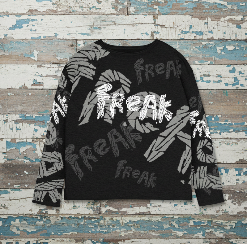 DARK URCHIN 'FReAK FReAK' Women’s straight bottom knitted sweater. XL