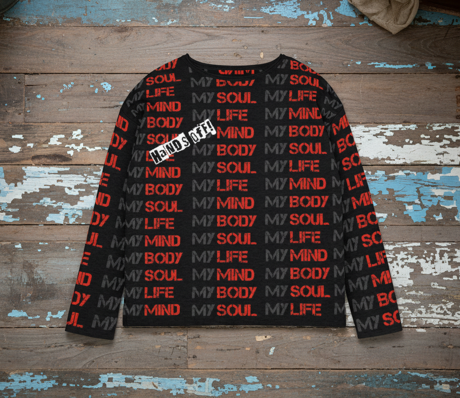 DARK URCHIN 'HANDS OFF!' Women’s straight bottom knitted sweater. 4 Size Options.