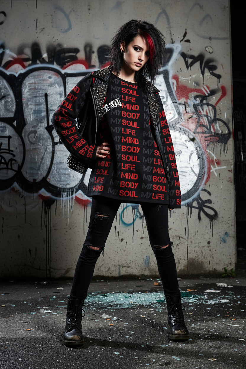 DARK URCHIN 'HANDS OFF!' Women’s straight bottom knitted sweater. 4 Size Options.