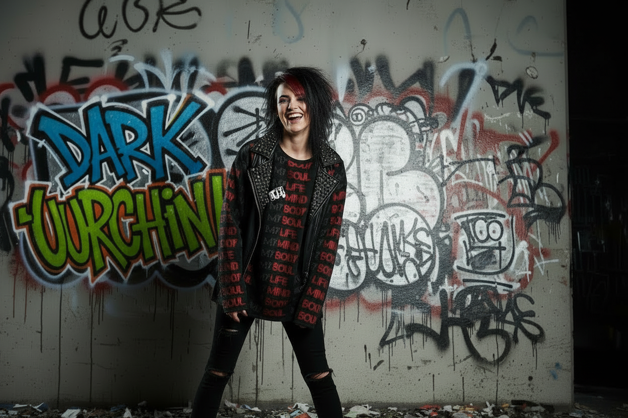 DARK URCHIN 'HANDS OFF!' Women’s straight bottom knitted sweater. 4 Size Options.